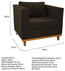 Poltrona Decorativa Europa Corano Marrom ADJ Decor