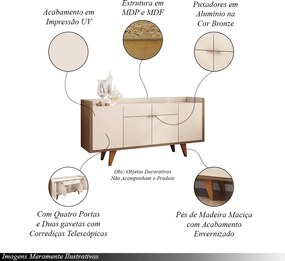 Conjunto Decorativo Cristaleira Adega e Buffet Balcão Andorra/Albâni Off White/Castanho G26 - Gran Belo