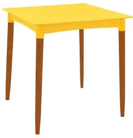 Mesa Tramontina Laura Rattan 70 cm Polipropileno Amarelo Pernas Madeira