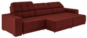 Sofá Sala de Estar Retrátil e Reclinável 5 Lugares Lisboa 320cm Couro Vermelho G58 - Gran Belo