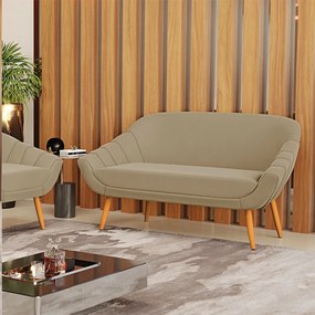 Namoradeira 02 Lugares Giovana Suede Marrom Rato Pés Palito Castanho - D'Rossi
