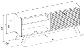 Rack Bancada 160cm Sofia Porta Ripada Amêndo/Titânio G77 - Gran Belo