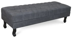 Puff Baú Decorativo Capitonê Luis XV 140x40cm Suede Cinza - Sheep Estofados - Cinza