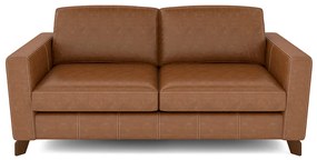 Sofá Sala de Estar Living 3 Lugares 200cm Presley Pés Madeira Couro Conhaque G52 - Gran Belo