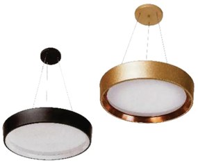 Pendente Rubi Ø44X14Cm Led 20,5W Bivolt | Usina 19061/44 (DR-V - Dourado Escovado, 3000k)