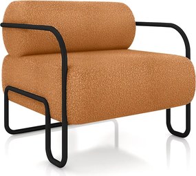 Poltrona Decorativa Sala de Estar Polatsk Base Industrial de Ferro Bouclê Terracota G33 - Gran Belo