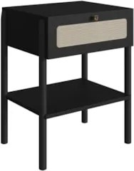 Mesa de Cabeceira Com 1 Gaveta Pés Madeira Arlo A10 Nero/Preto - Mpoze