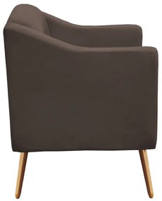 Kit Namoradeira + 2 Poltronas Bruna Pé Palito Suede Marrom