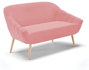 Namoradeira 02 Lugares Giovana Suede Rosê Pés Palito Natural - D'Rossi
