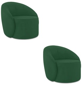 Poltrona Decorativa Orgânica Kit 2 Lua Veludo D03 - D'Rossi - Verde