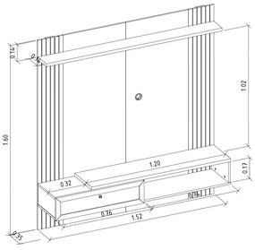 Painel Home Suspenso Frisco Detalhe Ripado para TV até 60 Freijó/Off White G77 - Gran Belo