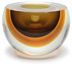 Centro Gota Bicolor Reto Fumê com Âmbar Murano Cristais Cadoro