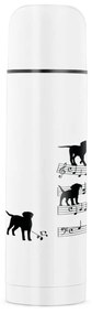 Garrafa Térmica 500ml Cachorro Musical Cromado Água Café Chá - Branco