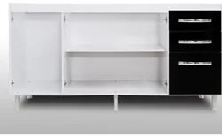 Balcão Gabinete Nathan com Pia Inox 160cm 3 Portas Rústico - Nathy Móv