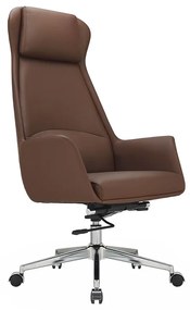 Cadeira de Escritório Office Presidente United Base Estrela com Rodízios PU Marrom G56 - Gran Belo