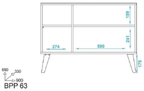 Armário Buffet Balcão 2 Portas 1 Prateleira Branco