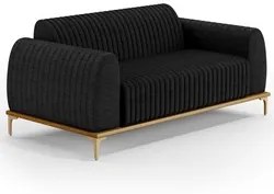 Sofá 210cm 3 Lugares Base Gold Molino D06 Linho D-465 Chumbo - Mpozena