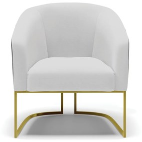 Poltrona Decorativa Industrial Dourado kit 2 Stella Preto/Linho Cinza D03 - D'Rossi