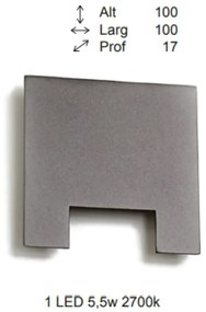 Arandela Uneve Quadrado Plano 1,7X10X10Cm 1Xled 5,5W 2700K - Old Artis... (CAFÉ, 110V)