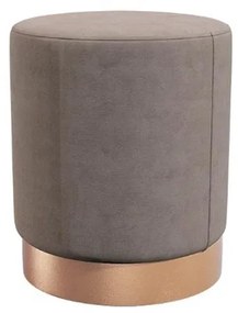 Puff Veludo Com Base Tecido Metalizado Cobre Cinza 47x40