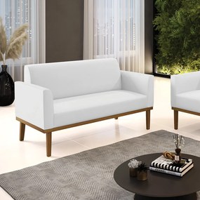 Sofá Namoradeira Base de Madeira Fixa Castanho Marisa Corino  D03 - D'Rossi - Branco
