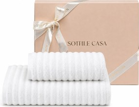 Jogo de Banho 2 pçs Kacyumara 100% Algodão Bali c/ Caixa de Presente - Branco  Branco
