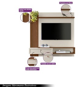 Painel Home Suspenso Quito para Tv até 55 Freijó/Off White G77 - Gran Belo