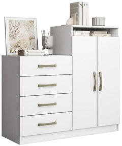 Cômoda Quarto 2 Portas Sapateira 120cm Elára A09 - D'Rossi - Atacama e Branco