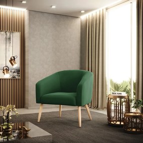 Poltrona Decorativa Pé Palito Natural Kit 2 Stella Veludo D03 - D'Rossi - Verde Esmeralda