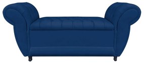 Recamier Baú Londres 1,20 m Suede Azul Marinho D'Rossi