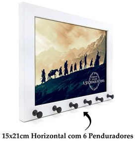 Porta Chaves Moldura 6 Ganchos Sociedade O Senhor dos Anéis - Branco