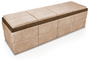 Calçadeira Havana 160 cm Suede Bege com Marrom Craquelado - D'Rossi
