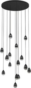 Pendente Led Vidro Fumê E Alumínio Preto 69w 3000k Drop