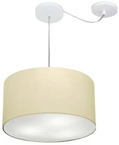 Lustre Pendente Cilíndrico Com Desvio De Centro Md-4256 Cúpula em Tecido 40x21cm Algodão Crú - Bivolt