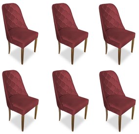 kit com 6 Cadeiras de Jantar Dublin Suede Vermelho