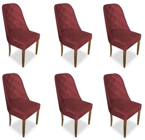 kit com 6 Cadeiras de Jantar Dublin Suede Vermelho