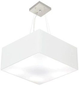 Lustre Pendente Quadrado Md-4071 Cúpula em Tecido 30/70x70cm Branco - Bivolt