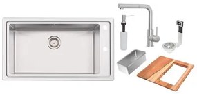 Cuba de Sobrepor Tramontina Square 86x50 em Aço Inox 304 com Misturador Monde Plus e Acessórios