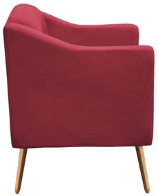 Poltrona Bruna Pé Palito Suede Vermelho