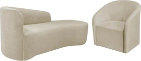 Kit Sofá Curvo França 140cm LD. e Poltrona Luiza Max Conforto, Elegância e Design Moderno Linho