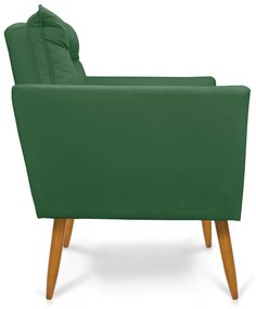 Sofá Namoradeira Tais Suede Verde Pés Palito Castanho - D'Rossi