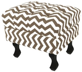 Puff Retrô Luis XV Capitonê Estampado Zig Zag Bege D81 - D'Rossi