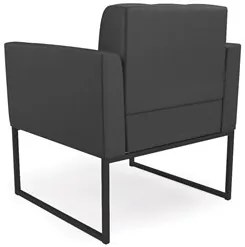 Sofá Namoradeira e 1 Poltrona Base Industrial Preto Ana Sintético Pret