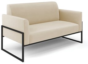 Sofá Namoradeira Base Industrial Alta Preto Marisa Suede D03 - D'Rossi - Bege