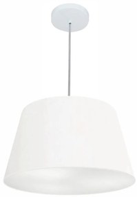 Lustre Pendente Cone Md-4021 Cúpula em Tecido 21/40x30cm Branco - Bivolt