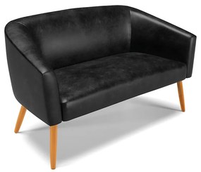 Namoradeira e 2 Poltronas Pé Palito Castanho Stella Sintético PU D03 - D'Rossi  - Preto