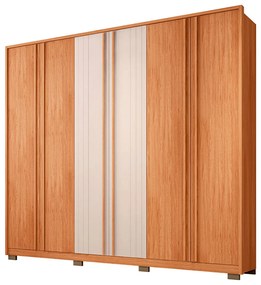 Guarda Roupa Casal Nilus 250cm com 6 Portas 4 Gavetas Ripado MDP Freijo/OffWhite G11 - Gran Belo