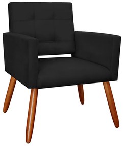 Poltrona Decorativa Camila Pés Palito Suede Preto - Sheep Estofados - Preto