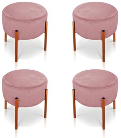Kit 04 Puffs Iron Suede Base Metálica Cobre - Rose