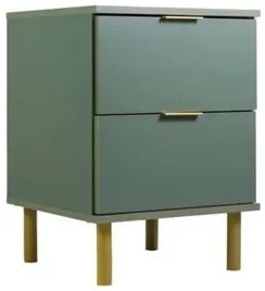 Mesa de Cabeceira 2 Gavetas Verde Oliva 41x39x56 cm Ditália